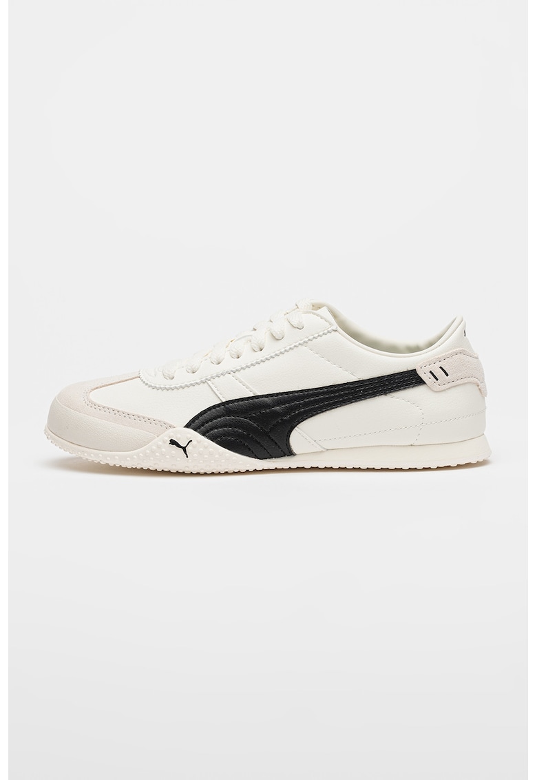 Pantofi sport Bella UT LEA low-cut cu insertii din piele intoarsa - Negru stins/Alb murdar