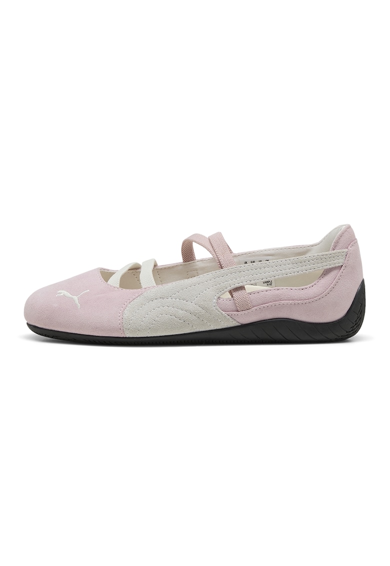 Balerini din piele intoarsa cu logo Speedcat - Roz pastel/Bej deschis