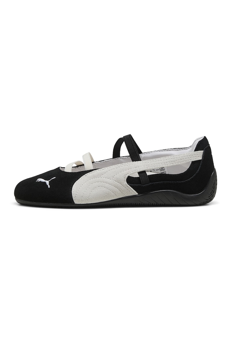 Balerini din piele intoarsa cu logo Speedcat - Alb/Negru