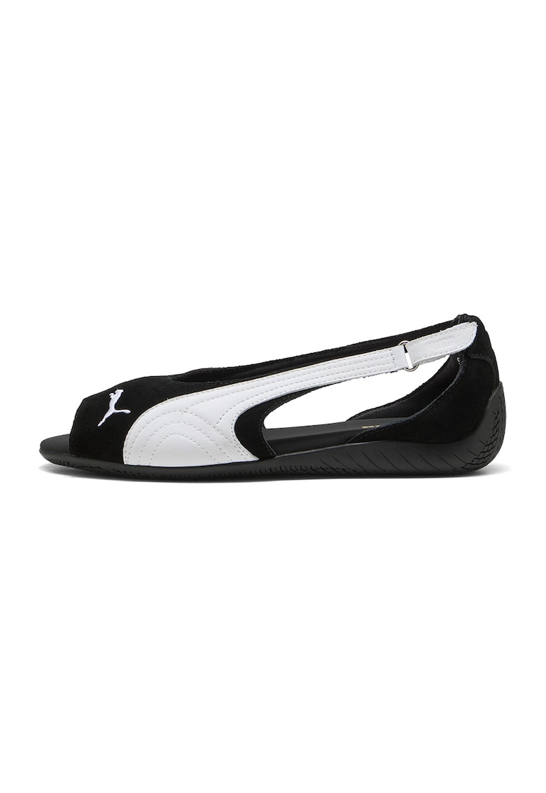 Sandale din piele intoarsa cu talpa joasa Speedcat - Alb/Negru