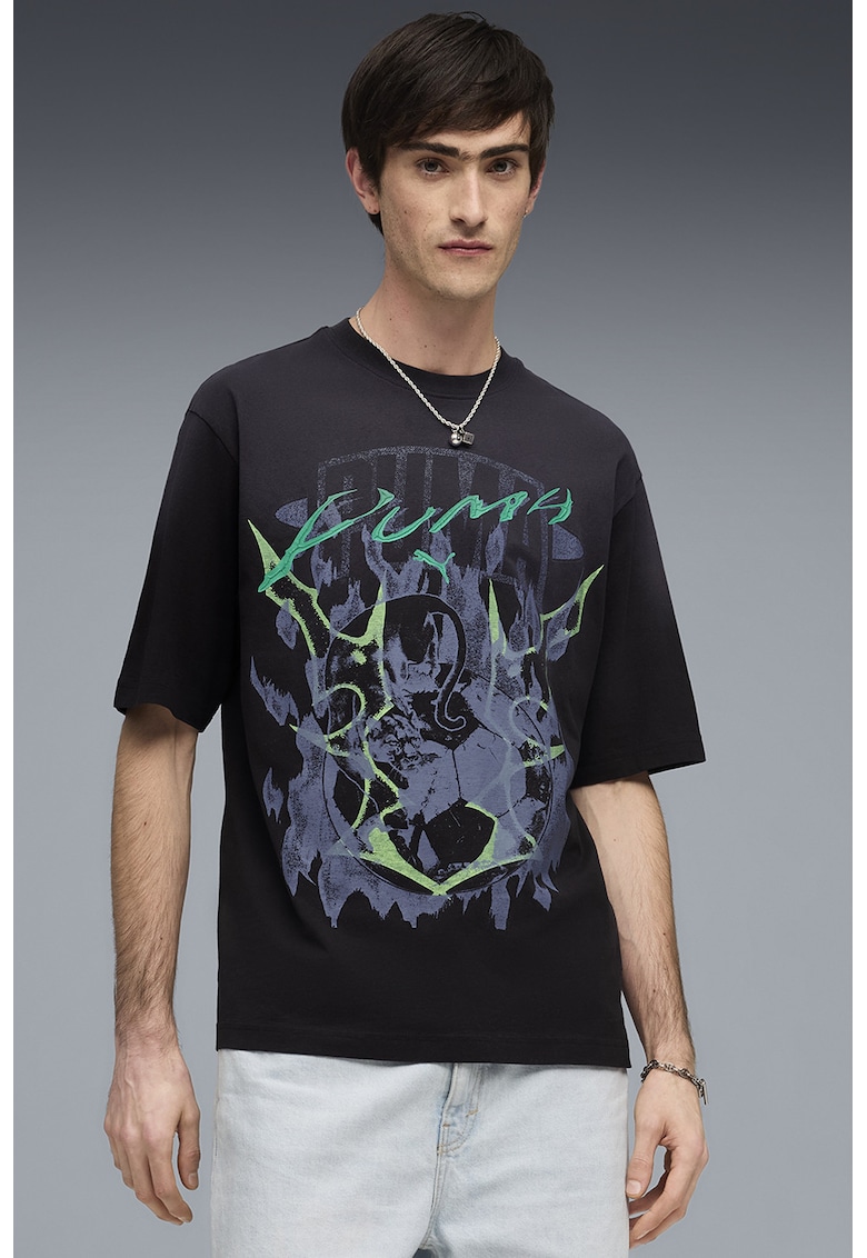 Tricou lejer cu imprimeu grafic - Negru