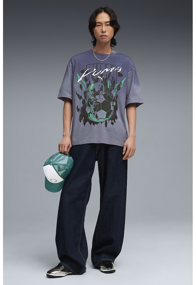 Tricou lejer cu imprimeu grafic - Gri carbune