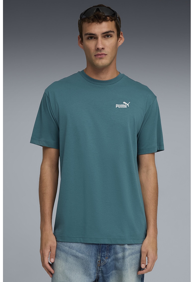 Tricou relaxed fit de bumbac cu logo pe piept Essential - Verde persan