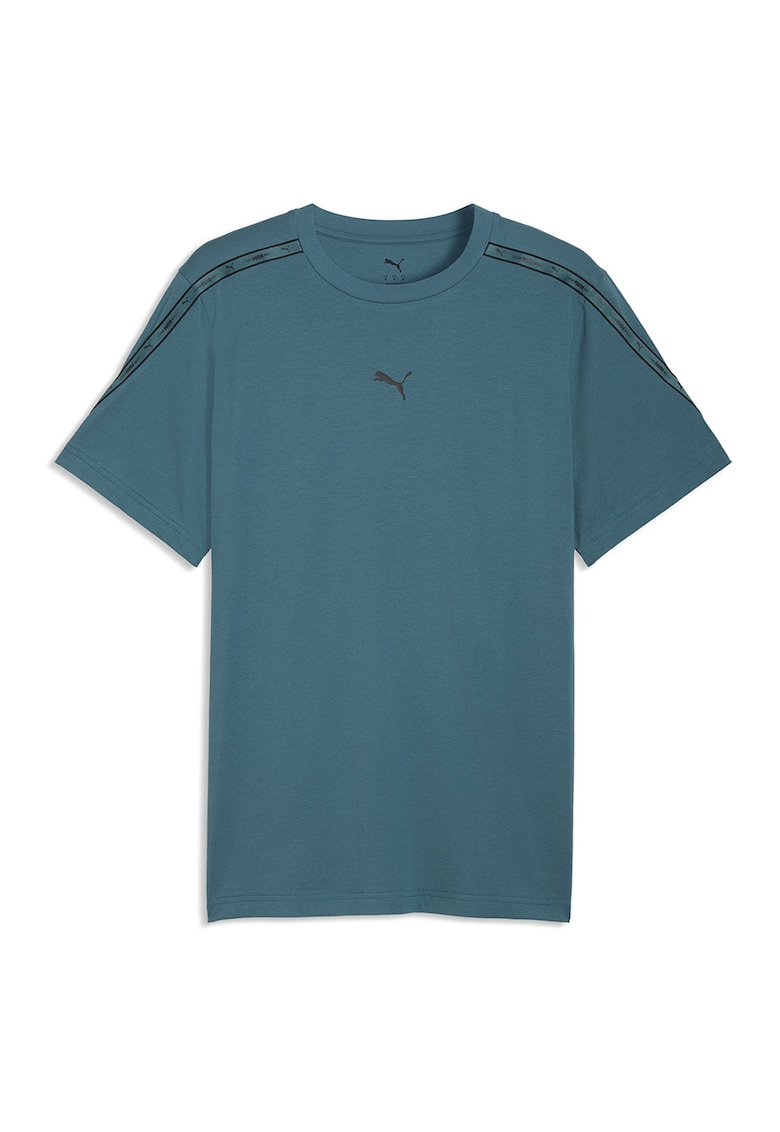 Tricou regular fit cu benzi logo laterale - Verde persan