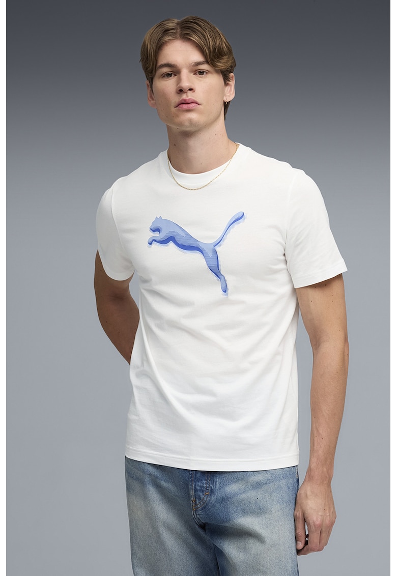 Tricou regular fit cu logo - Alb/Albastru deschis