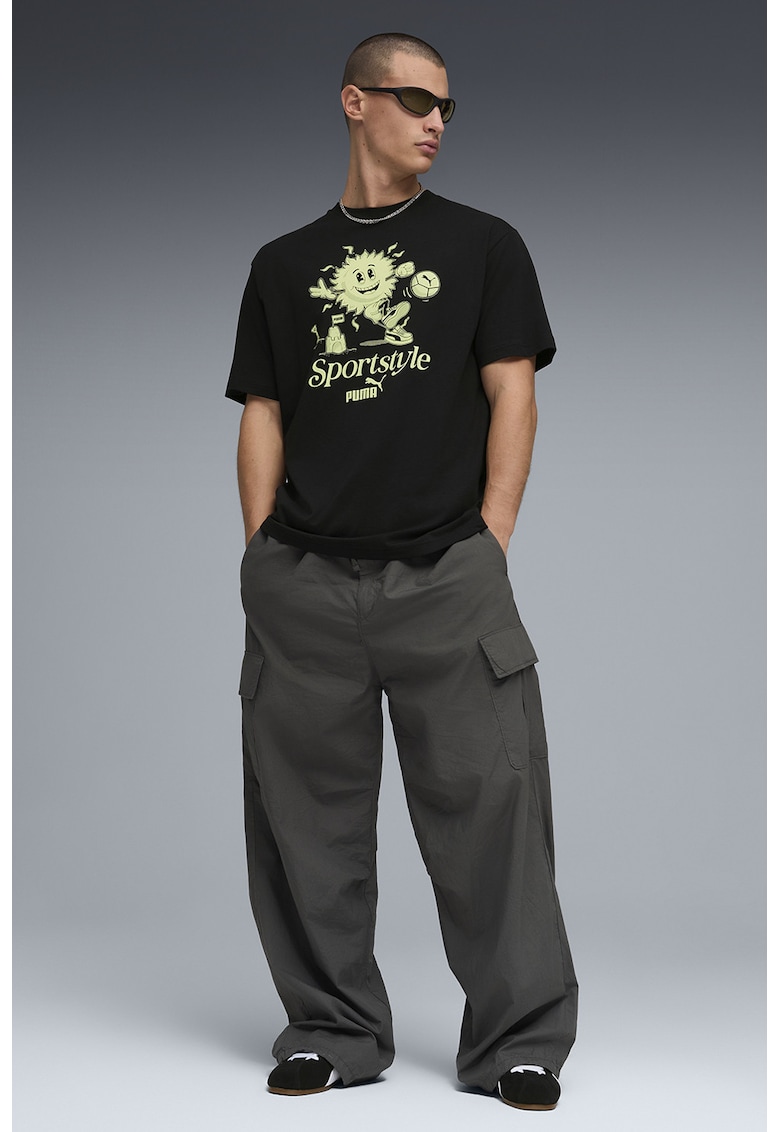 Tricou lejer cu imprimeu grafic - Negru/Galben pal