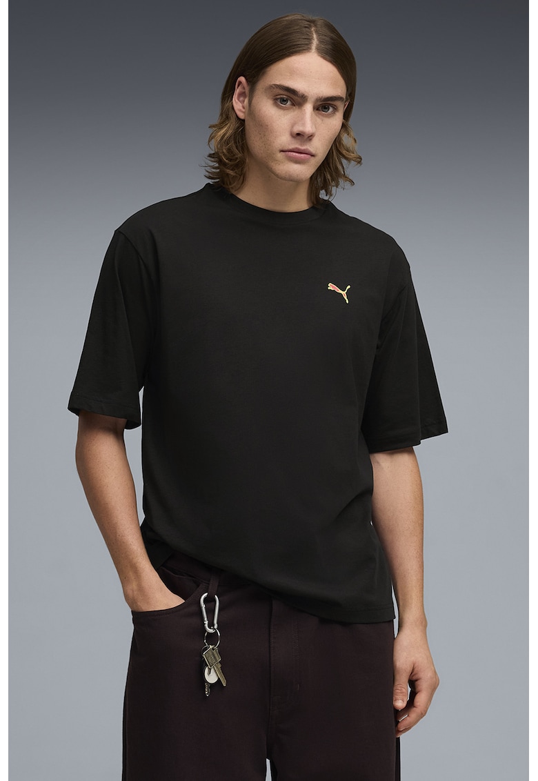 Tricou cu logo pe spate - Negru/Galben/Roz