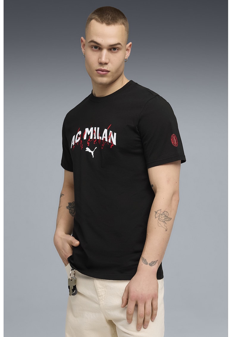 Tricou cu decolteu la baza gatului AC Milan - Rosu/Alb/Negru