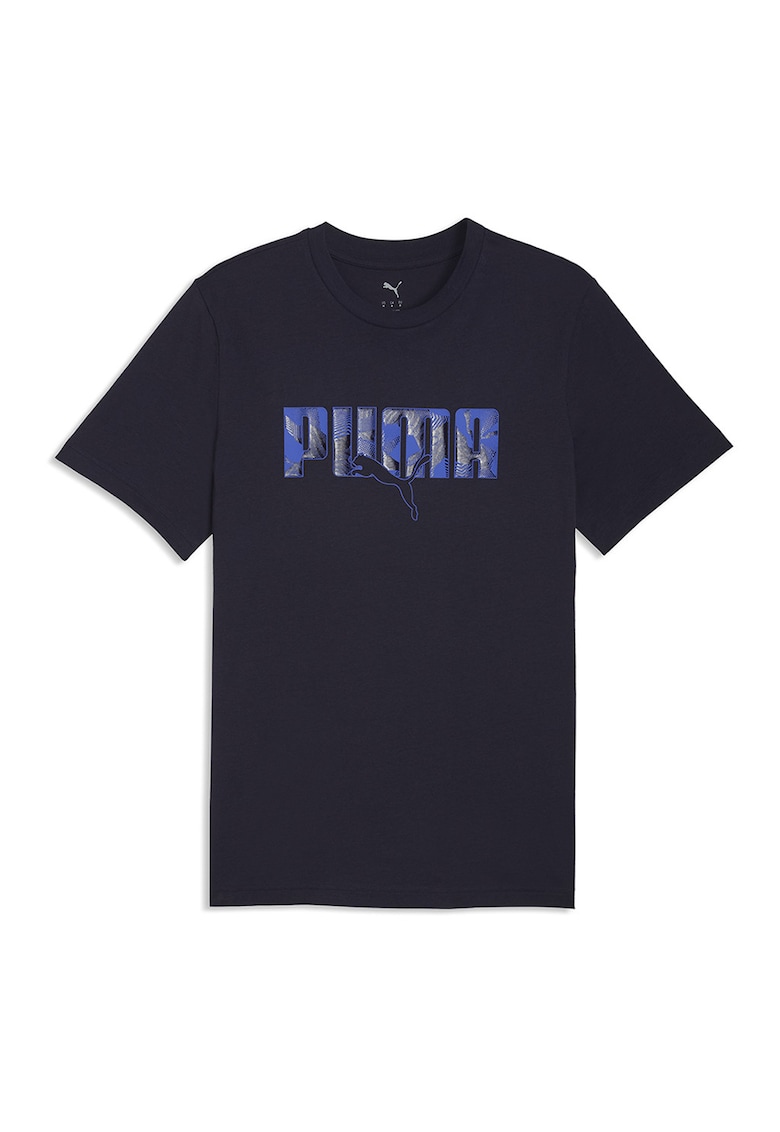Tricou de bumbac cu logo - Albastru ultramarin/Albastru