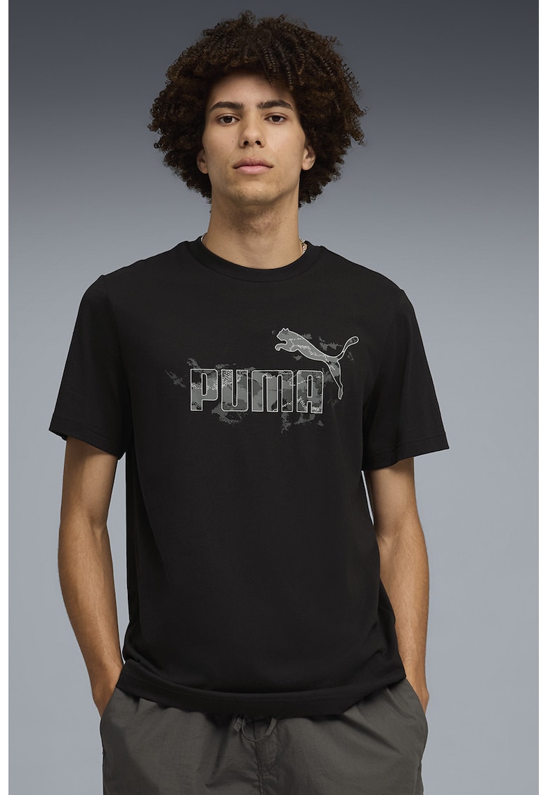 Tricou de bumbac cu imprimeu logo - Negru