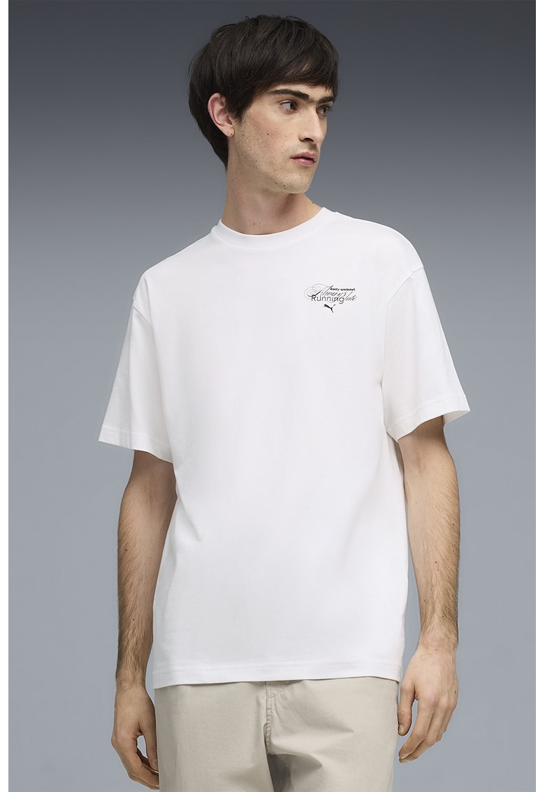Tricou relaxed fit cu text Slogan - Alb/Negru