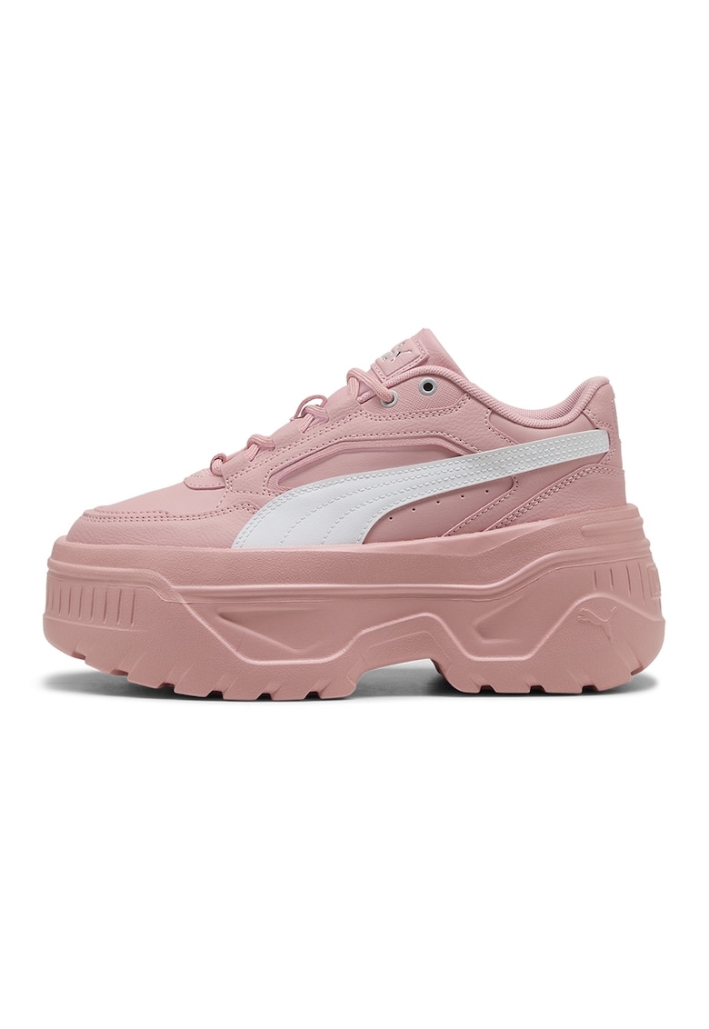 Pantofi sport Karmen X-tra flatform de piele ecologica - Alb/Roz deschis