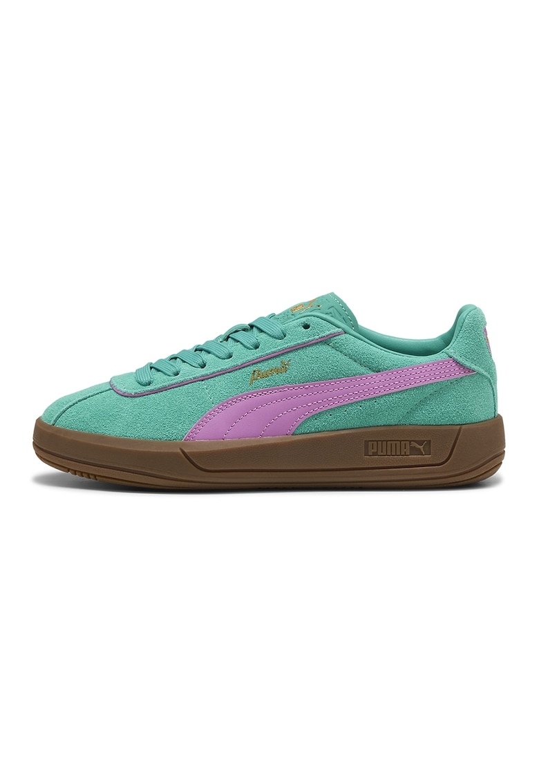 Pantofi sport Club Klassika de piele intoarsa - Roz/Verde persan