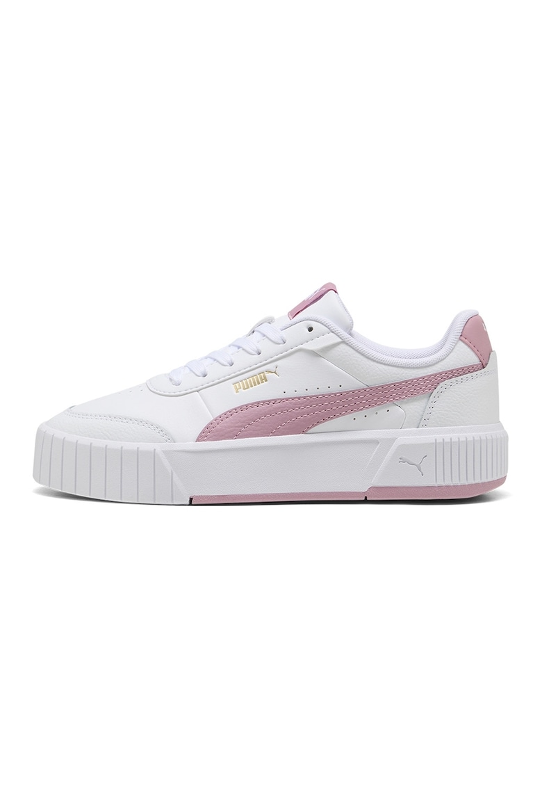 Pantofi sport Carina Mia flatform din piele si piele ecologica - Alb/Roz bombon