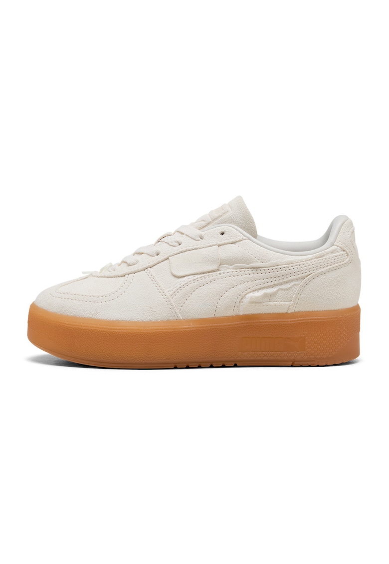 Pantofi sport Palermo Elevata flatform din piele intoarsa - Caramel/Alb murdar