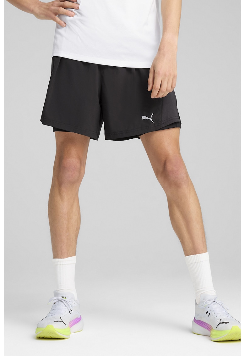 Pantaloni sucrti cu buzunare pentru alergare Velocity 2-In-1 - Negru