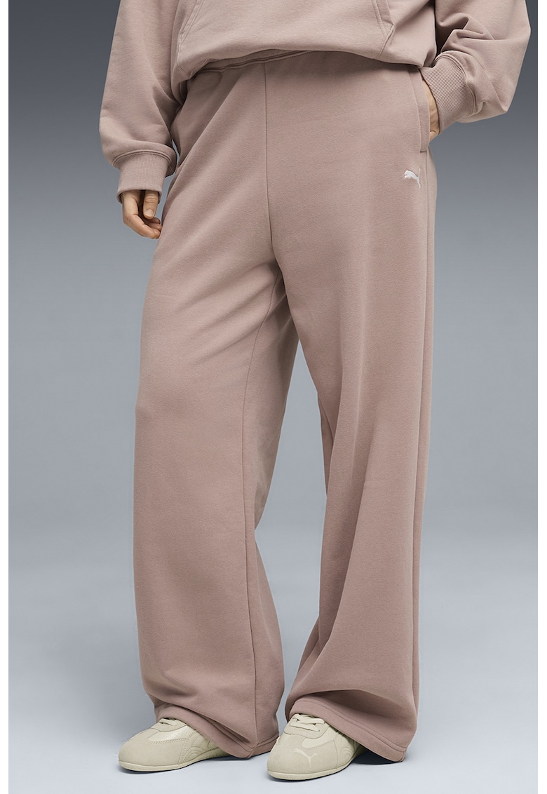 Pantaloni de trening din bumbac cu croiala ampla - Roz prafuit