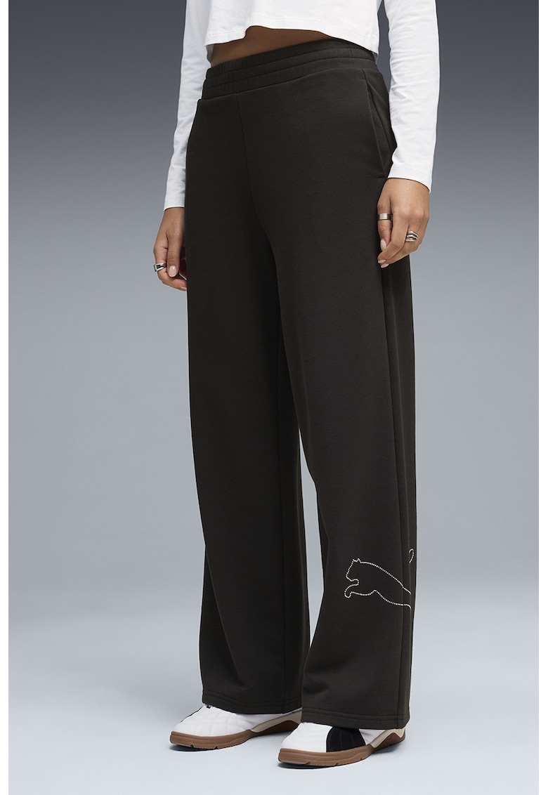 Pantaloni de trening cu logo cu strasuri Bedazzled - Negru