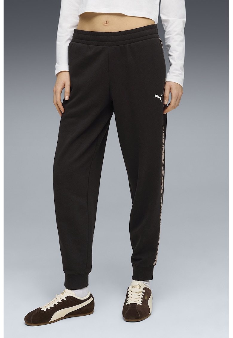 Pantaloni de trening cu talie medie Essentials - Negru/Piersica