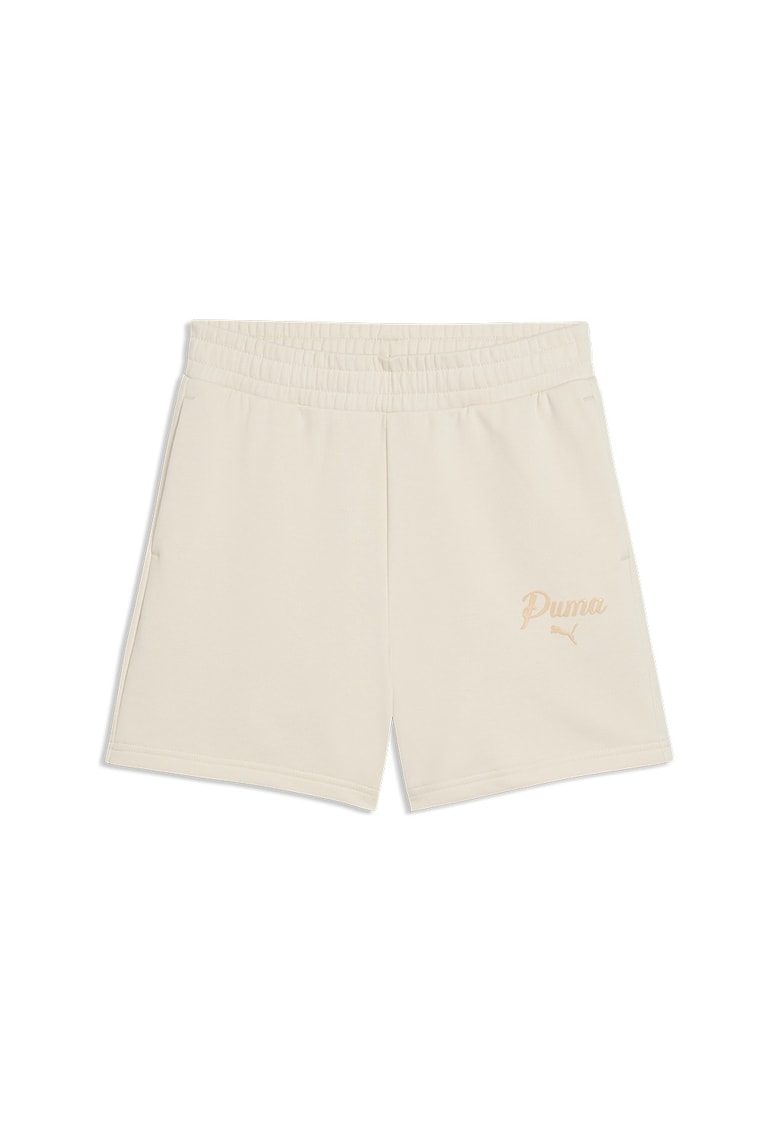 Pantaloni scurti din amestec de bumbac cu logo Alpine - Alb fildes/Piersica