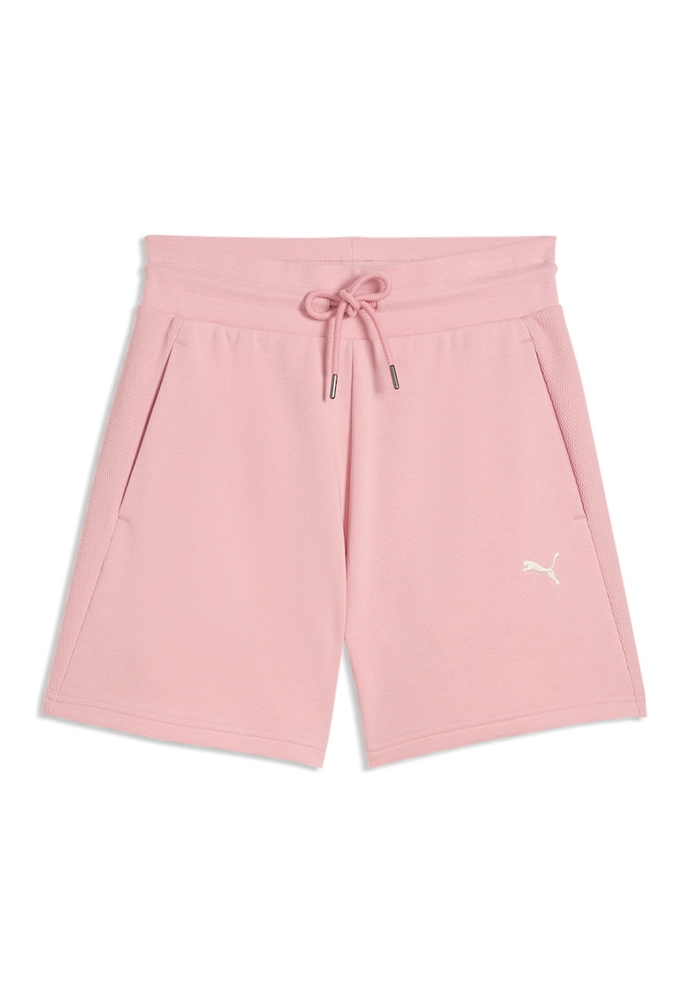 Pantaloni scurti din amestec de bumbac cu talie ajustabila - Alb/Roz pastel