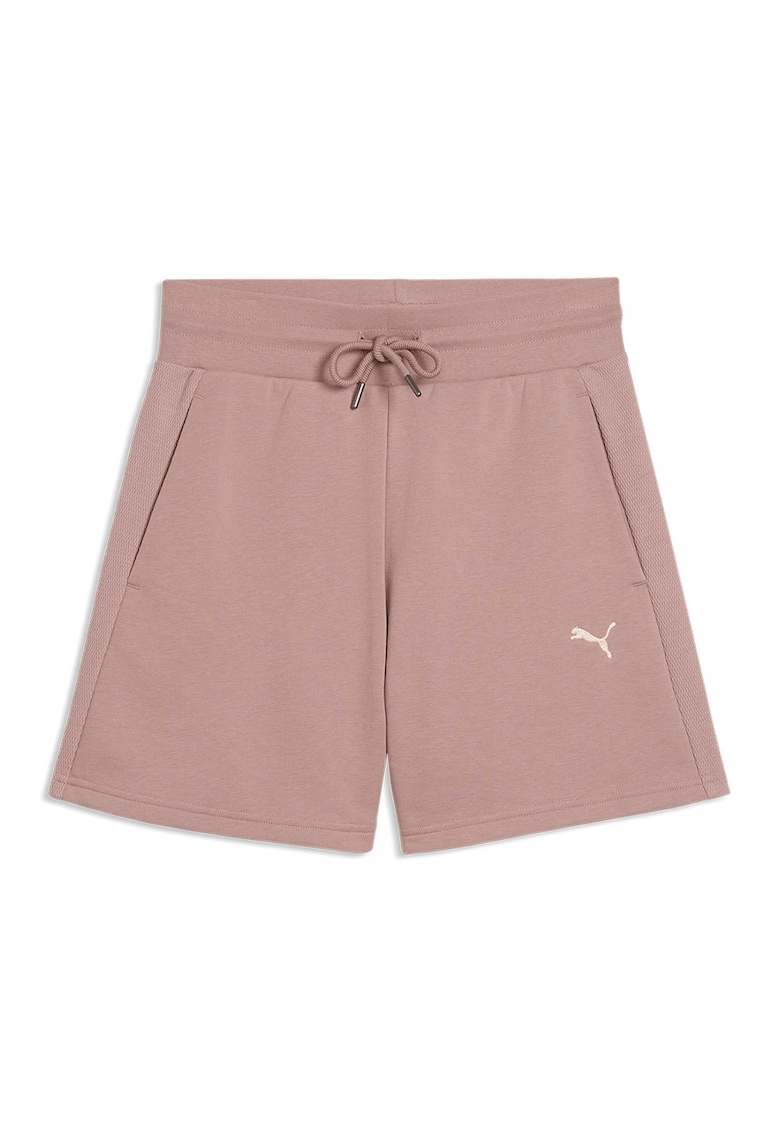 Pantaloni scurti din amestec de bumbac cu talie ajustabila - Alb/Roz prafuit