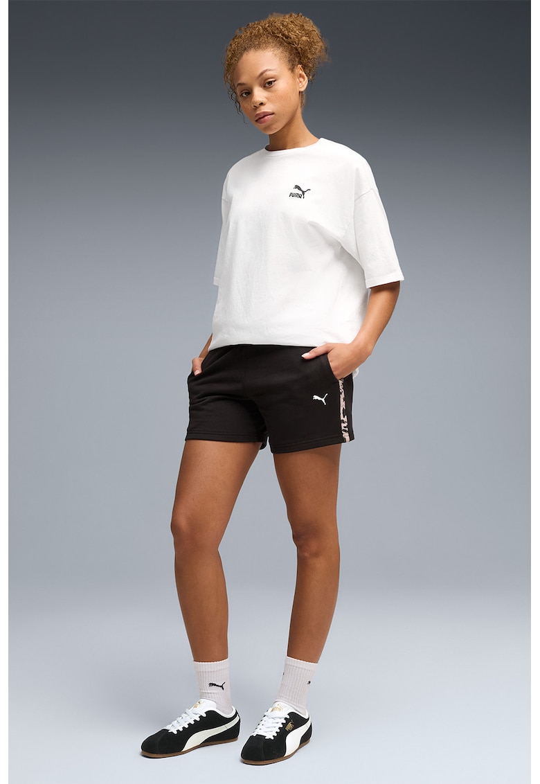 Pantaloni scurti de trening din amestec de bumbac - Negru