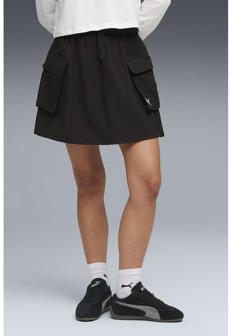 Fusta mini cu buzunare Essentials - Negru
