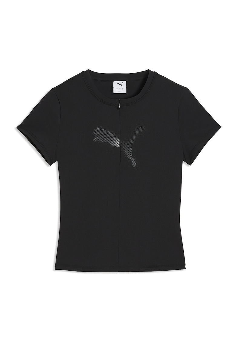 Tricou slim fit cu imprimeu monograma - Negru