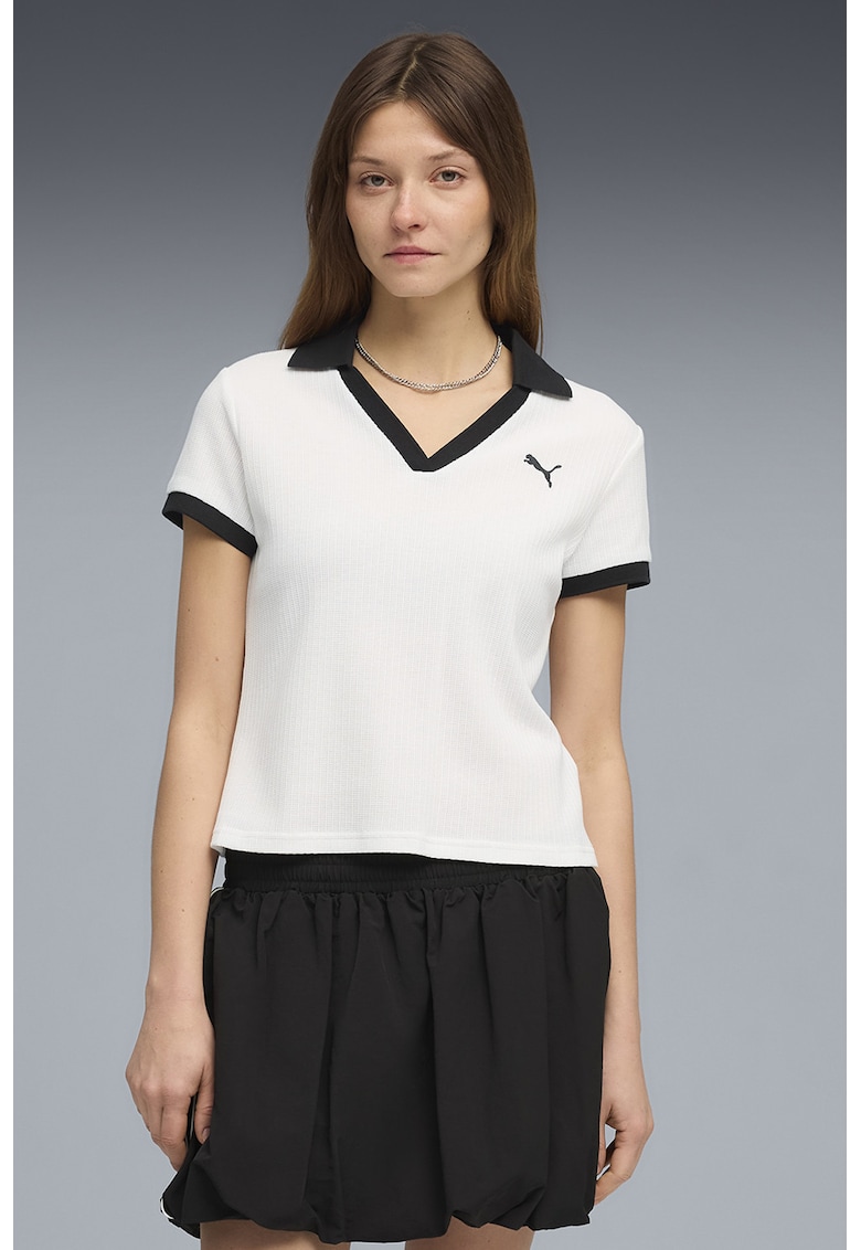 Tricou polo slim fit Wardrobe Essentials - Alb