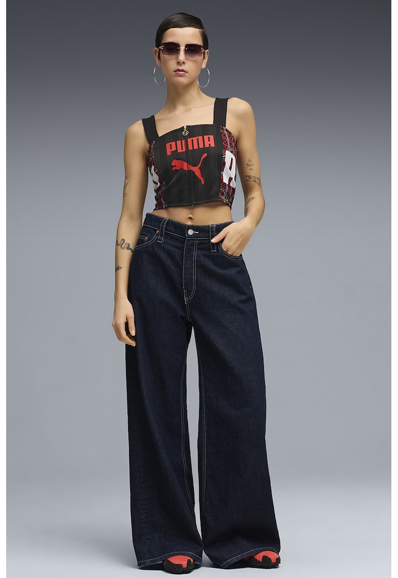 Top slim fit Future Archive - Negru/Coral