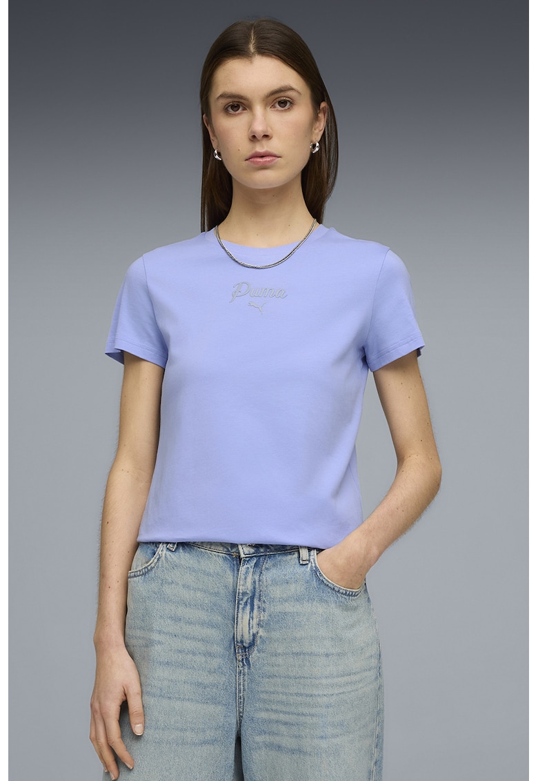 Tricou cu logo discret - Albastru azur