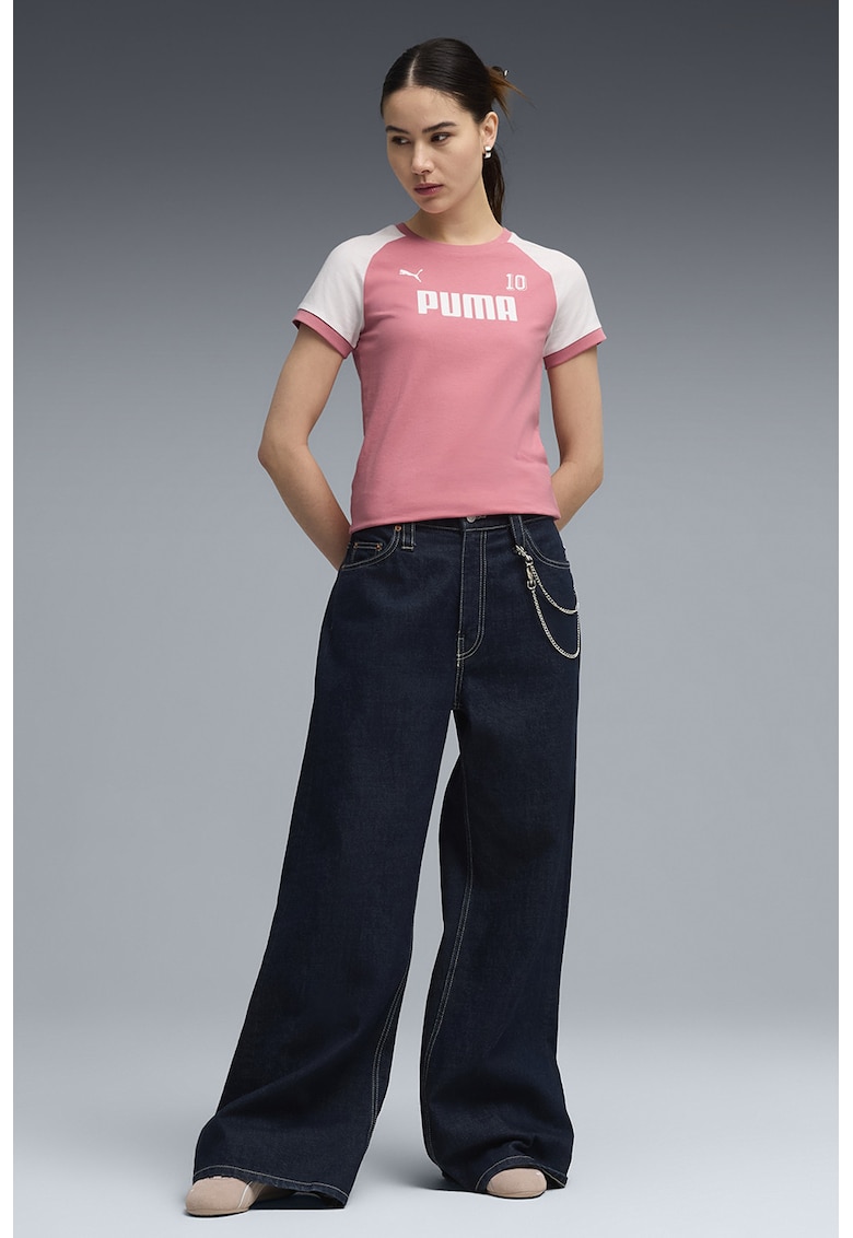 Tricou in doua nuante cu maneci raglan - Alb/Roz