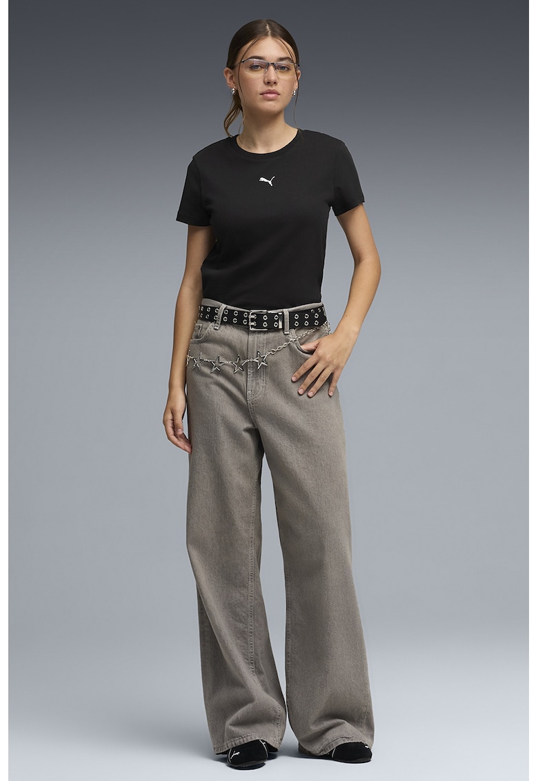Tricou de bumbac cu logo Essentials - Negru