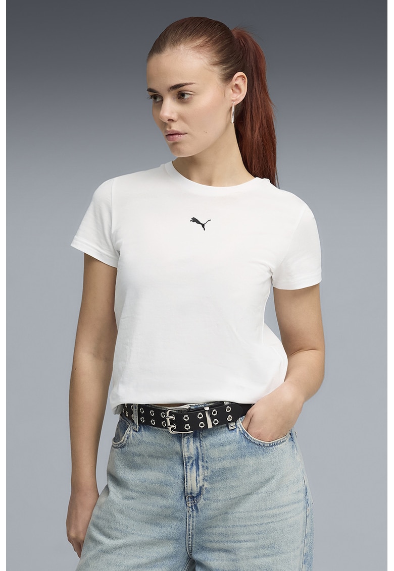 Tricou de bumbac cu logo Essentials - Alb