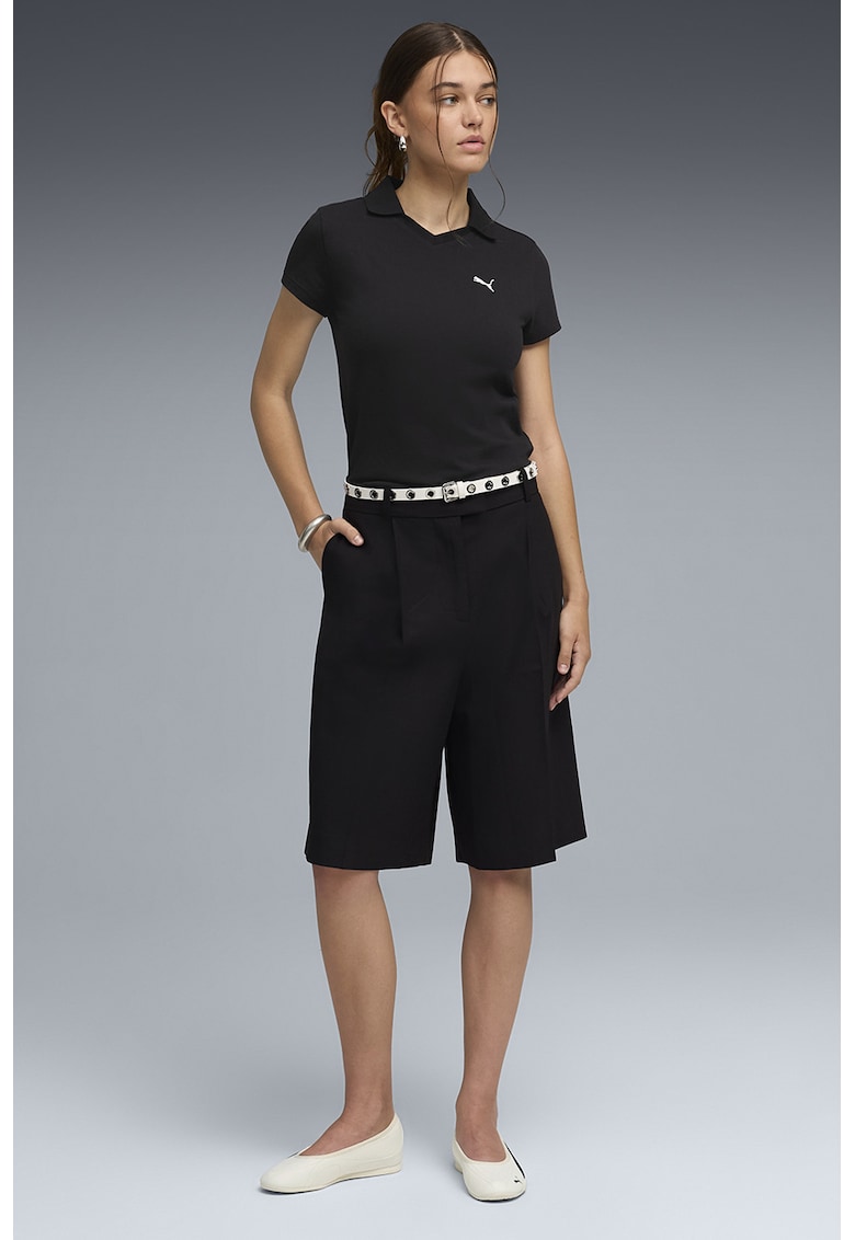 Tricou polo slim fit cu logo brodat - Negru