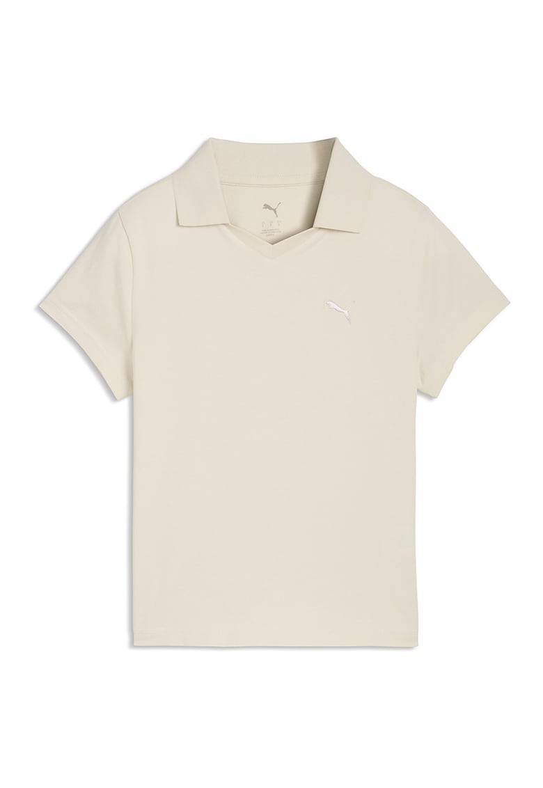 Tricou polo slim fit cu logo brodat - Bej
