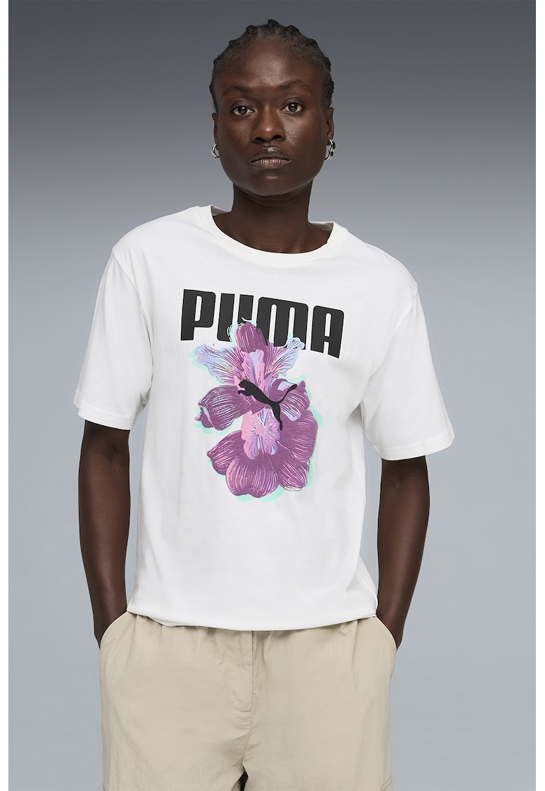 Tricou de bumbac cu imprimeu - Alb/Negru/Roz fandango