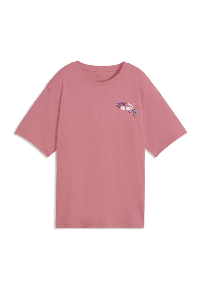 Tricou cu imprimeu pe spate Essentials Nature 2.0 - Alb/Albastru prafuit/Roz pastel