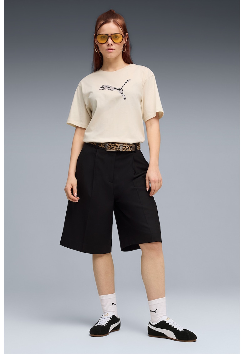 Tricou lejer cu imprimeu logo - Negru/Bej