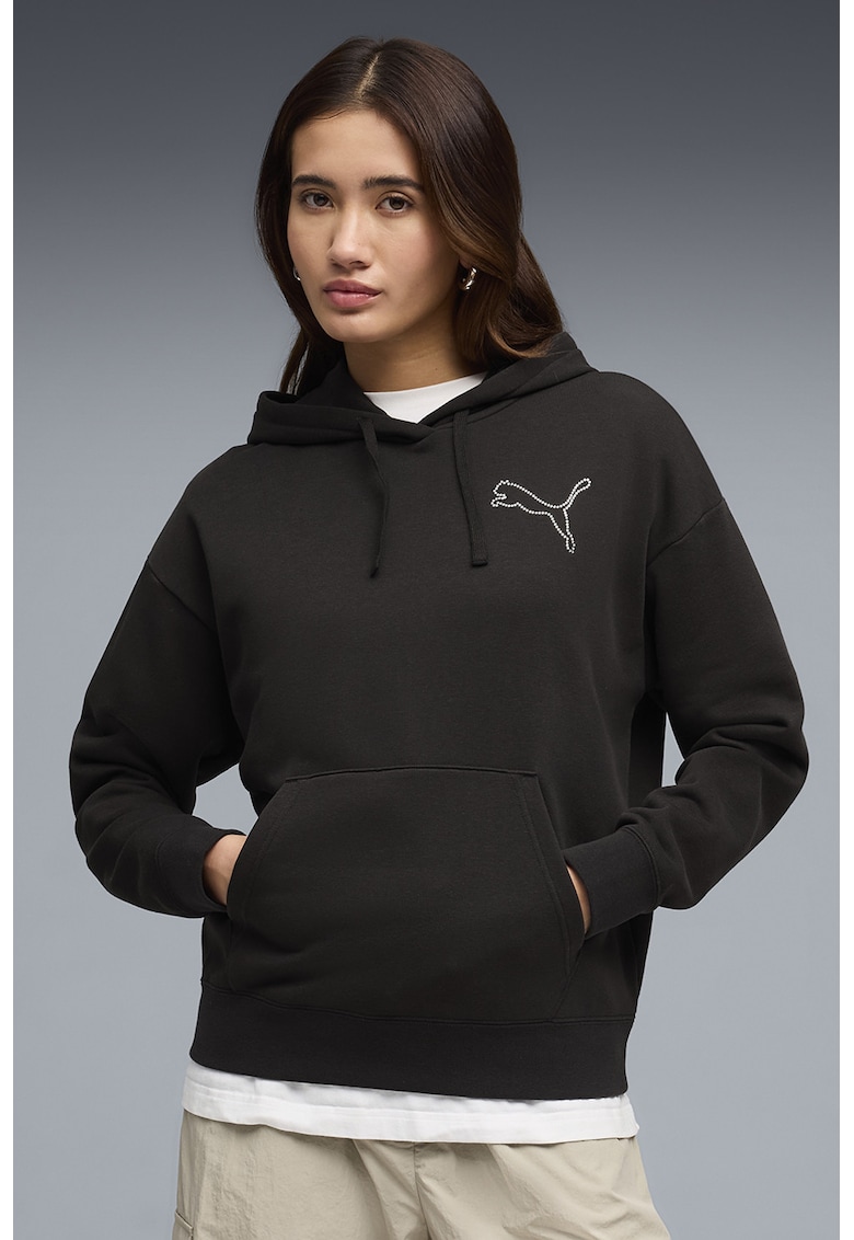 Hanorac lejer cu logo cu strasuri Bedazzled - Negru