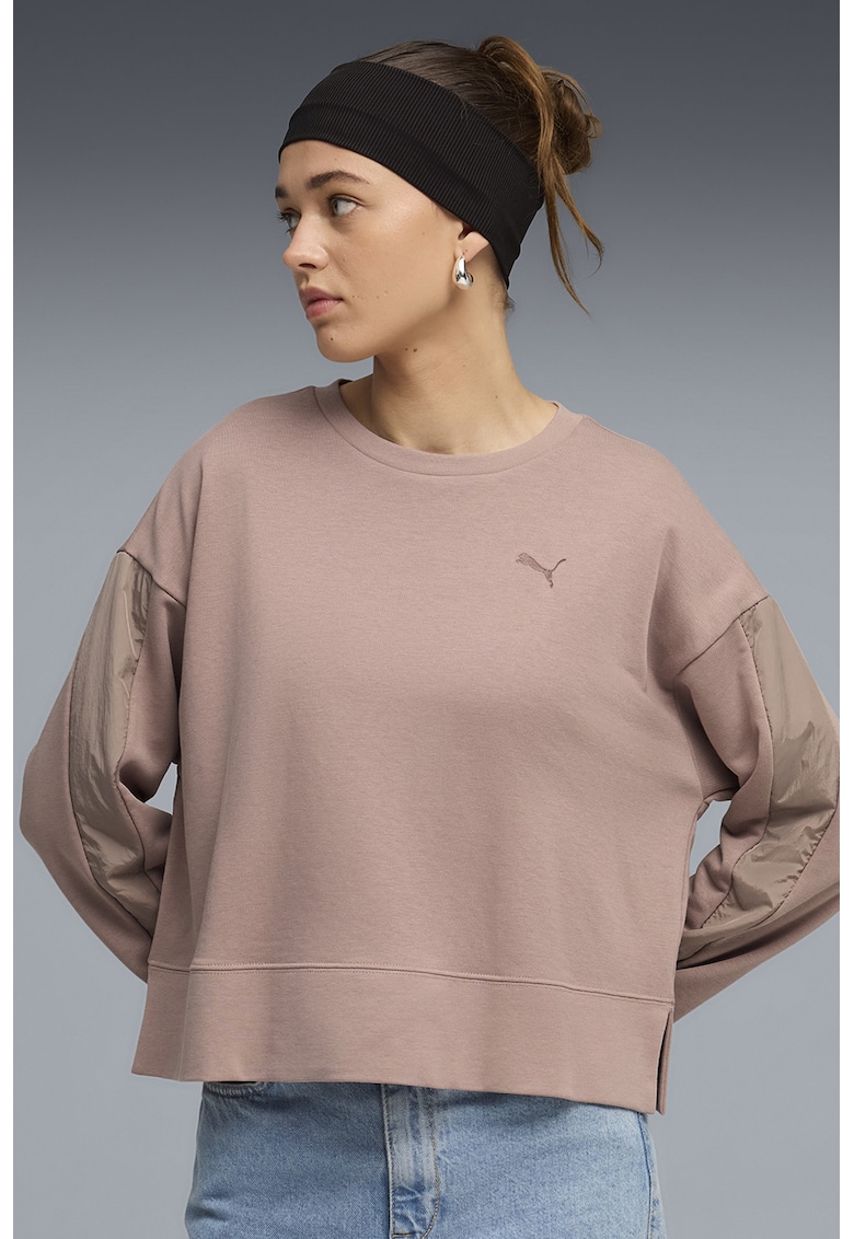 Bluza de trening supradimensionata cu maneci cazute Her - Roz prafuit