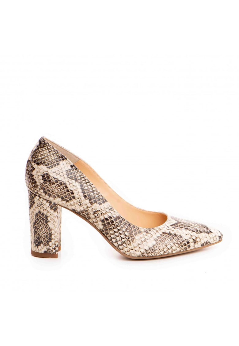 Pantofi stiletto piele naturala Crem Ivy