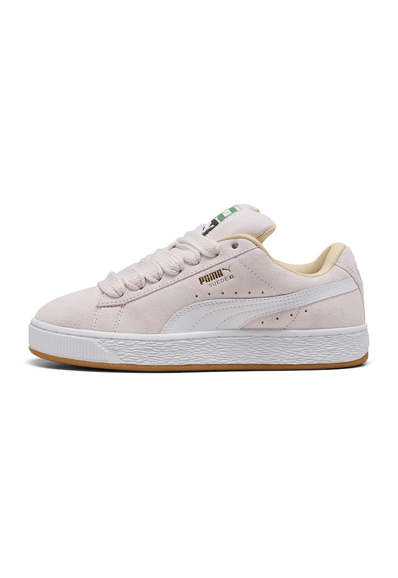 Pantofi sport Suede XL din piele intoarsa cu sireturi de rezerva - Alb/Roz pal
