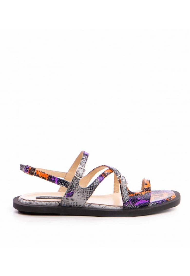 Sandale dama piele fara toc Multicolor Bari