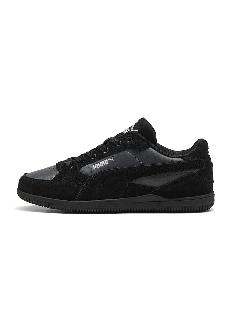 Pantofi sport K-Moda de piele ecologica cu garnituri de piele intoarsa - Negru/Gri antracit