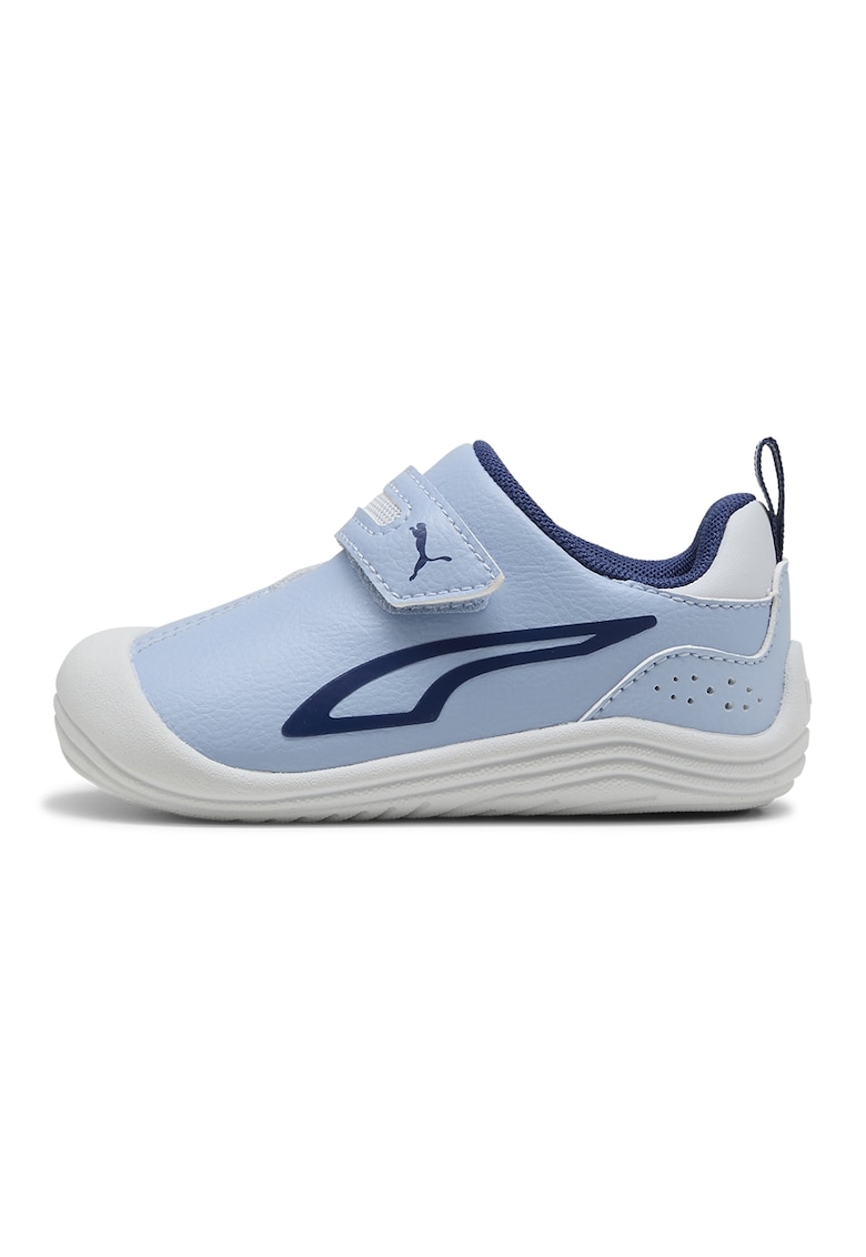 Pantofi sport Kitten de piele ecologica cu banda velcro - Albastru pastel/Alb optic