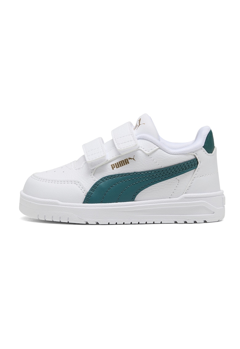 Pantofi sort Shuffle Downtown din piele ecologica cu velcro - Verde englez/Alb optic