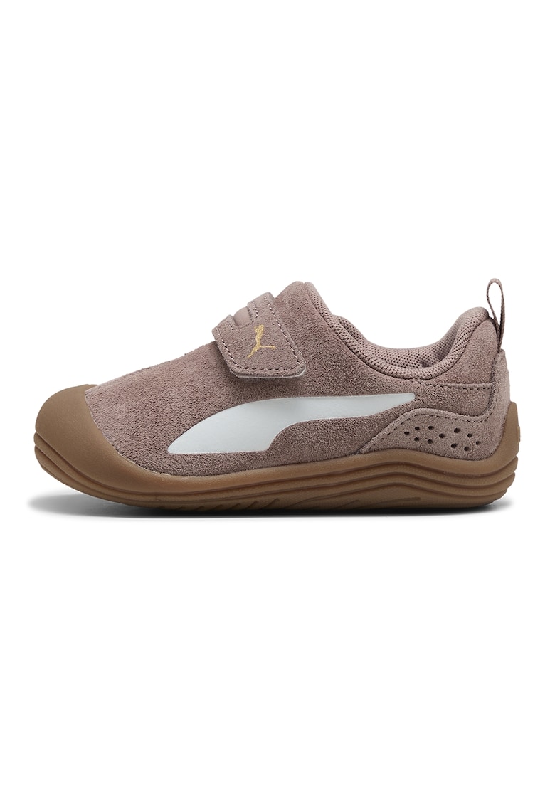 Pantofi sport Kitten Premium din piele intoarsa cu velcro - Maro pamantiu