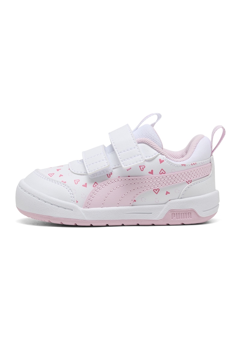 Pantofi sport Multiflex 2 Hearty din piele ecologica cu imprimeu inimi - Roz pastel/Alb optic